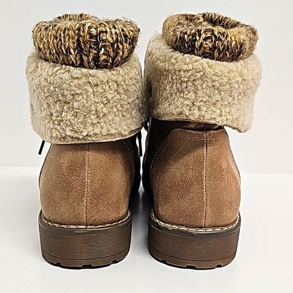 Cliffs by White Mountain Duena Snap Knit Collar Textile Upper Tan Boot Size 9.5W - Picture 6 of 11
